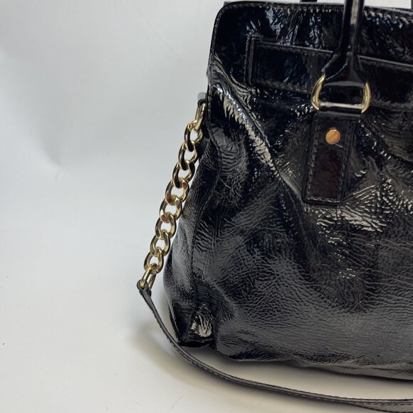 Michael Kors Hamilton Large Saffiano Leather Bag Golden Padlock & Key Black - Picture 2 of 14